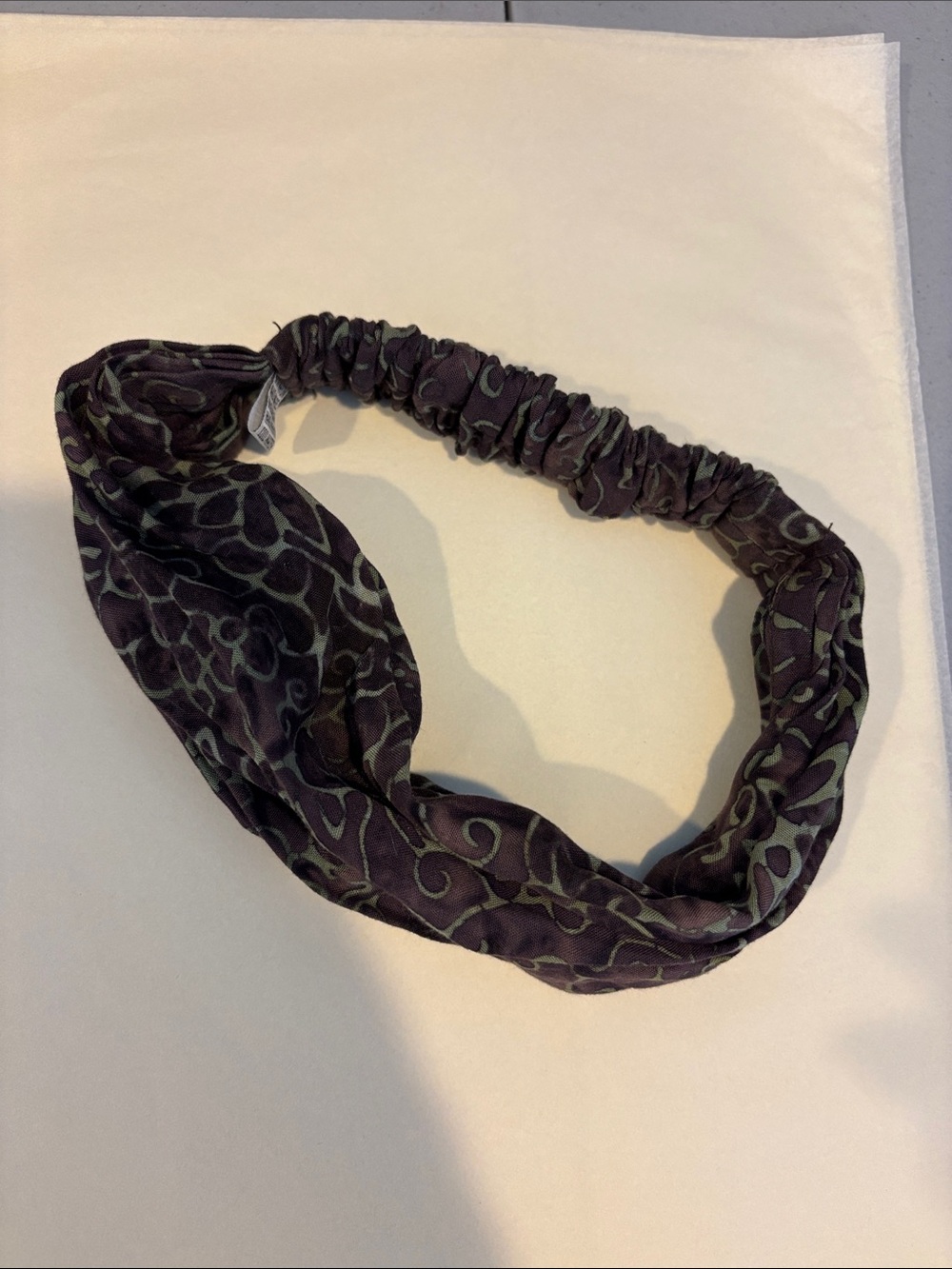 Brown & Olive Patterned Elastic Headband - Women Accessories